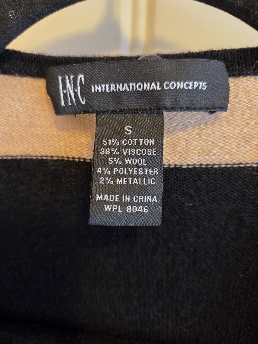 INC Metallic Gold And Black Stripe High/Low Open Cardigan - Picture 3 of 3